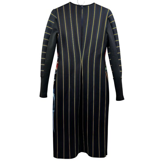 Clover Canyon Modern Elegant Floral & Stripe Scuba Midi Dress Firm Stretch Sz M - Picture 2 of 11